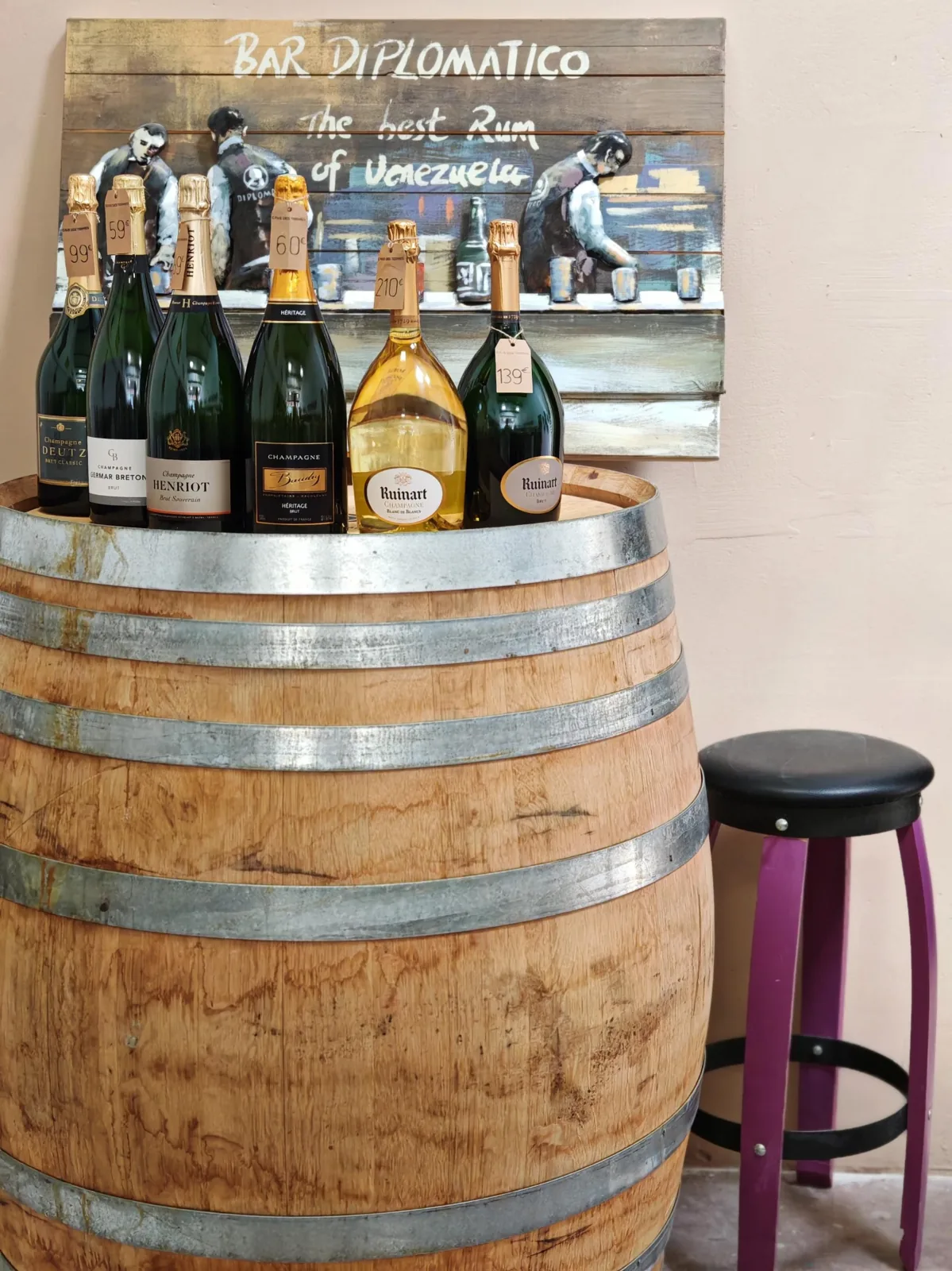 Champagnes et grands formats présentés à La Cave des Termes, cave à vin à Peypin